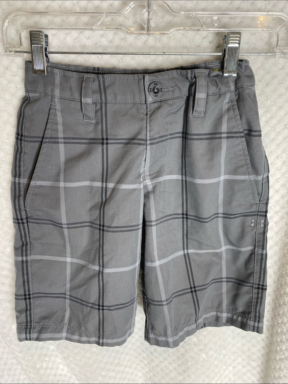 Under Armour Boys Gray Plaid Shorts